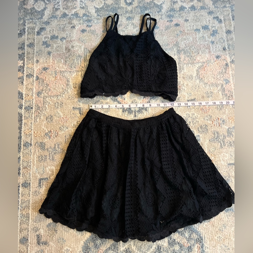 Free People Co-ord Set, lace skirt and crop top